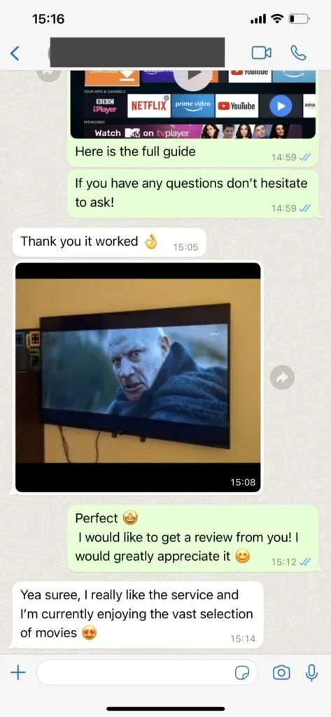 WhatsApp customer service support chat screenshot 1